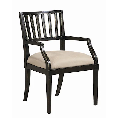 "First Play" Dining Arm Chair with Open Slat Back and Upholstered Seat